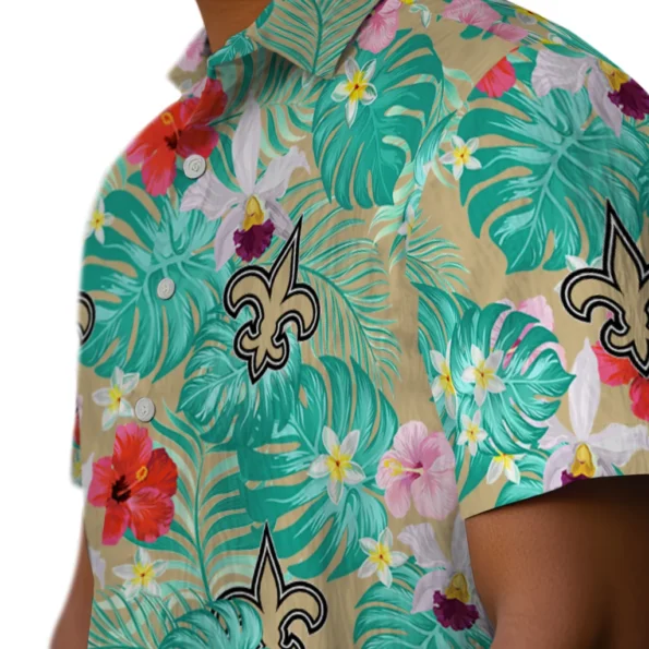 New Orleans Saints Hawaiian Shirt Custom Hibiscus Blossoms Gold Trendy New Orleans Saints Hawaiian Shirt Custom Hibiscus Blossoms Gold Trendy