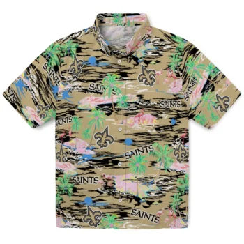 New Orleans Saints Hawaiian Shirt - Tropical Palms
