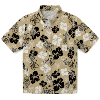 New Orleans Saints Hawaiian Shirt - Tropical Floral Pattern
