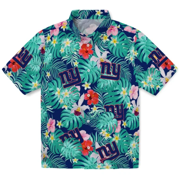 New York Giants Hawaiian Shirt Customized Hibiscus Blossoms Blue Best Selling New York Giants Hawaiian Shirt Customized Hibiscus Blossoms Blue Best Selling