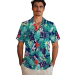 New York Giants Hawaiian Shirt Customized Hibiscus Blossoms Blue Best Selling