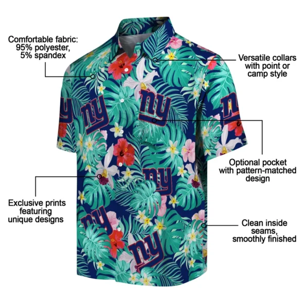 New York Giants Hawaiian Shirt Customized Hibiscus Blossoms Blue New Arrival New York Giants Hawaiian Shirt Customized Hibiscus Blossoms Blue New Arrival