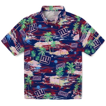 New York Giants Hawaiian Shirt - Tropical Palms