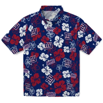 New York Giants Hawaiian Shirt - Tropical Floral Pattern