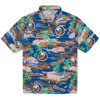 New York Islanders Hawaiian Shirt - Tropical Palms