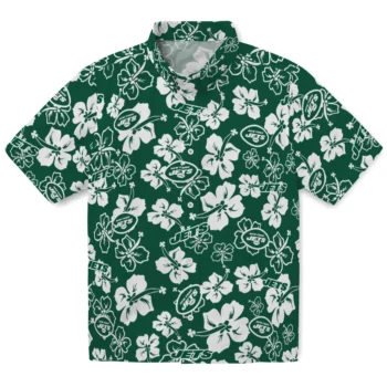 New York Jets Hawaiian Shirt - Tropical Floral Pattern