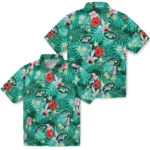New York Jets Hawaiian Shirt Personalized Hibiscus Blossoms Green Best Selling