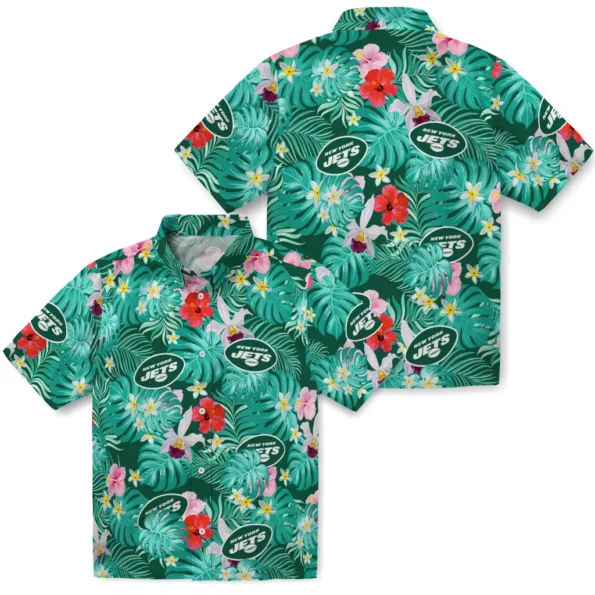 New York Jets Hawaiian Shirt Personalized Hibiscus Blossoms Green High Quality New York Jets Hawaiian Shirt Personalized Hibiscus Blossoms Green High Quality