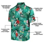 New York Jets Hawaiian Shirt Personalized Hibiscus Blossoms Green Best Selling