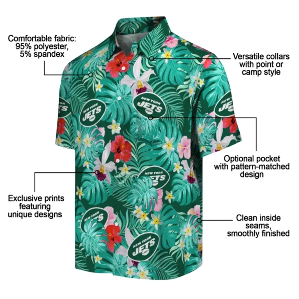 New York Jets Hawaiian Shirt Personalized Hibiscus Blossoms Green New Arrival New York Jets Hawaiian Shirt Personalized Hibiscus Blossoms Green New Arrival
