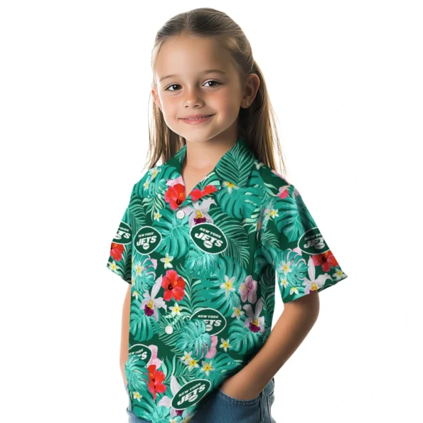 New York Jets Hawaiian Shirt Personalized Hibiscus Blossoms Green Premium Grade New York Jets Hawaiian Shirt Personalized Hibiscus Blossoms Green Premium Grade