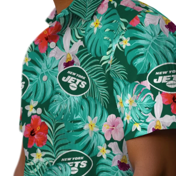 New York Jets Hawaiian Shirt Personalized Hibiscus Blossoms Green Trendy New York Jets Hawaiian Shirt Personalized Hibiscus Blossoms Green Trendy