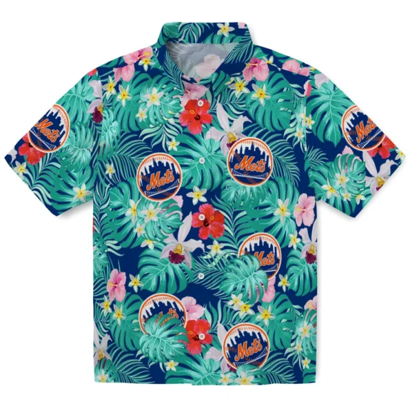 New York Mets Hawaiian Shirt Custom Hibiscus Blossoms Blue Best Selling New York Mets Hawaiian Shirt Custom Hibiscus Blossoms Blue Best Selling