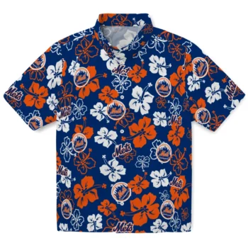 New York Mets Hawaiian Shirt - Tropical Floral Pattern