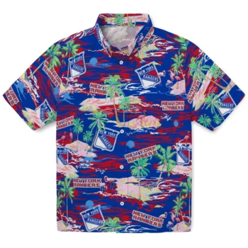 New York Rangers Hawaiian Shirt - Tropical Palms