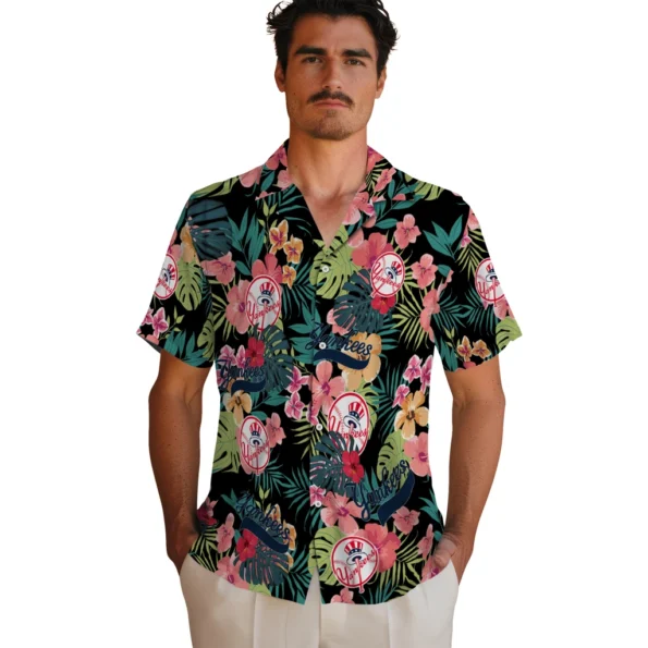 New York Yankees Hawaiian Shirt Custom Hibiscus Paradise Fashion Forward New York Yankees Hawaiian Shirt Custom Hibiscus Paradise Fashion Forward
