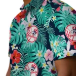 New York Yankees Hawaiian Shirt Customized Hibiscus Blossoms Navy Best Selling