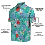 North Carolina Tar Heels Hawaiian Shirt Custom Hibiscus Blossoms Light Blue Best Selling