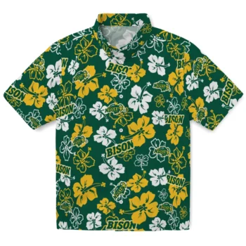 North Dakota State Bison Hawaiian Shirt - Tropical Floral Pattern