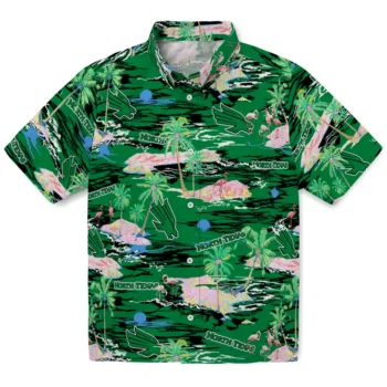 North Texas Mean Green Hawaiian Shirt - Tropical Palms