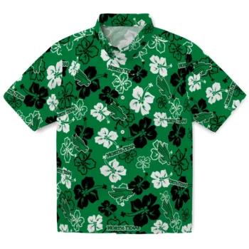 North Texas Mean Green Hawaiian Shirt - Tropical Floral Pattern