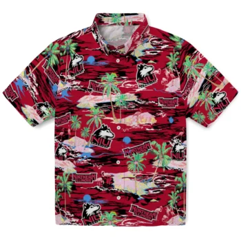 Northern Illinois Huskies Hawaiian Shirt - Tropical Palms