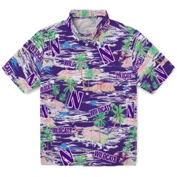 Northwestern Wildcats Hawaiian Shirt - Tropical Palms