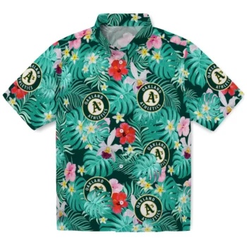 Oakland Athletics Hawaiian Shirt Personalized Hibiscus Blossoms Green Best Selling