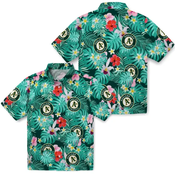 Oakland Athletics Hawaiian Shirt Personalized Hibiscus Blossoms Green High Quality Oakland Athletics Hawaiian Shirt Personalized Hibiscus Blossoms Green High Quality