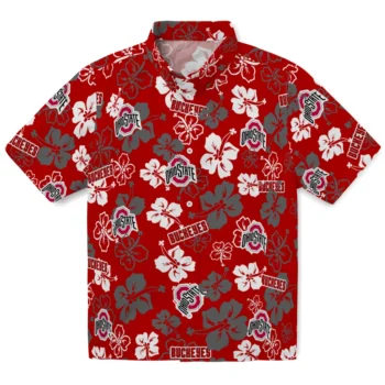 Ohio State Buckeyes Hawaiian Shirt - Tropical Floral Pattern