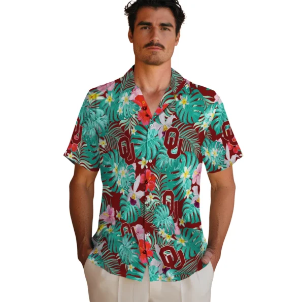 Oklahoma Sooners Hawaiian Shirt Custom Hibiscus Blossoms Crimson Fashion Forward