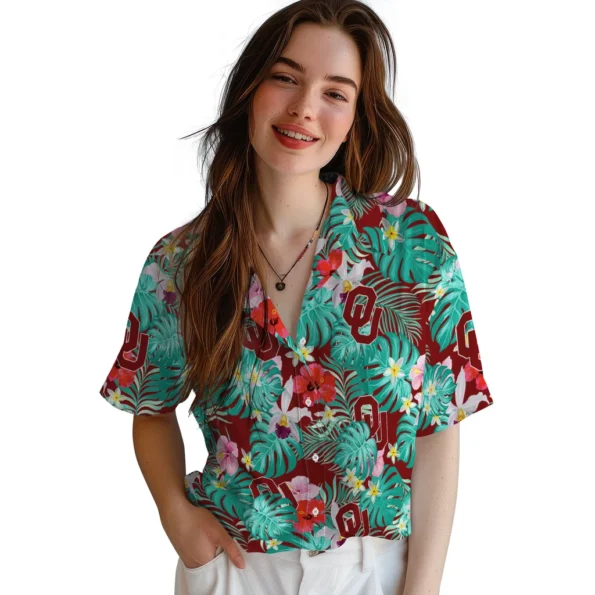 Oklahoma Sooners Hawaiian Shirt Custom Hibiscus Blossoms Crimson Latest Model