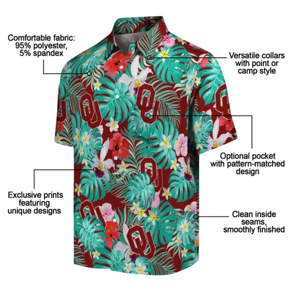 Oklahoma Sooners Hawaiian Shirt Custom Hibiscus Blossoms Crimson New Arrival