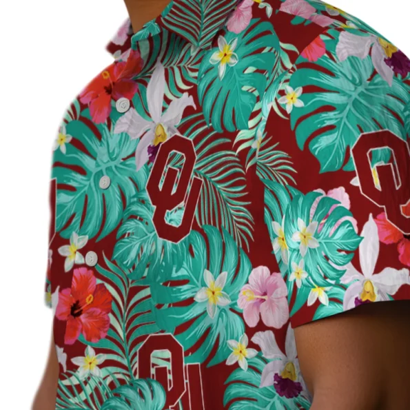 Oklahoma Sooners Hawaiian Shirt Custom Hibiscus Blossoms Crimson Trendy