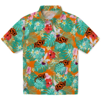 Oklahoma State Cowboys Hawaiian Shirt Customized Hibiscus Blossoms Orange Best Selling