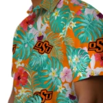Oklahoma State Cowboys Hawaiian Shirt Customized Hibiscus Blossoms Orange Best Selling