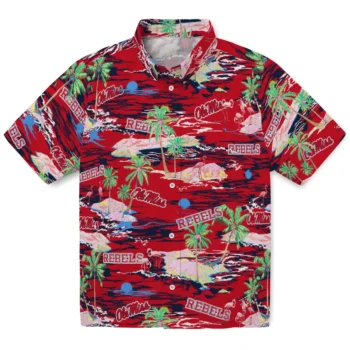 Ole Miss Rebels Hawaiian Shirt - Tropical Palms