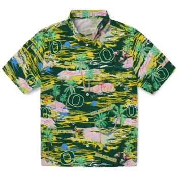 Oregon Ducks Hawaiian Shirt - Tropical Palms