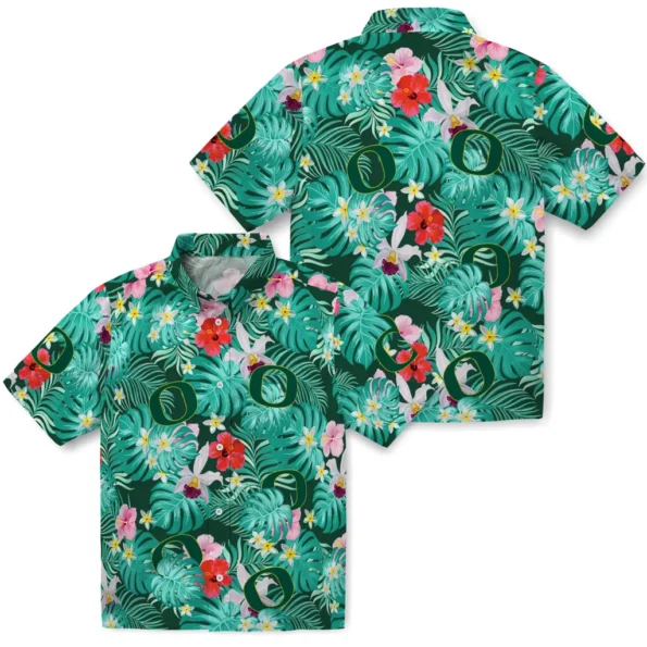 Oregon Ducks Hawaiian Shirt Personalized Hibiscus Blossoms Green High Quality Oregon Ducks Hawaiian Shirt Personalized Hibiscus Blossoms Green High Quality