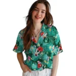 Oregon Ducks Hawaiian Shirt Personalized Hibiscus Blossoms Green Best Selling
