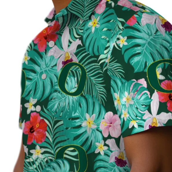 Oregon Ducks Hawaiian Shirt Personalized Hibiscus Blossoms Green Trendy Oregon Ducks Hawaiian Shirt Personalized Hibiscus Blossoms Green Trendy