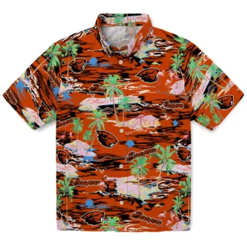 Oregon State Beavers Hawaiian Shirt - Tropical Palms