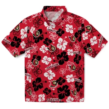 Ottawa Senators Hawaiian Shirt - Tropical Floral Pattern