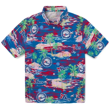 Philadelphia 76ers Hawaiian Shirt - Tropical Palms