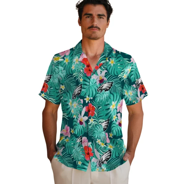 Philadelphia Eagles Hawaiian Shirt Custom Hibiscus Blossoms Green Fashion Forward