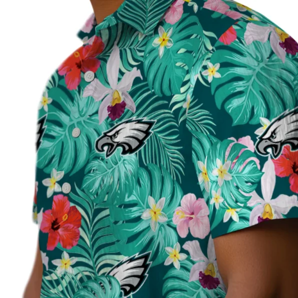 Philadelphia Eagles Hawaiian Shirt Custom Hibiscus Blossoms Green Trendy