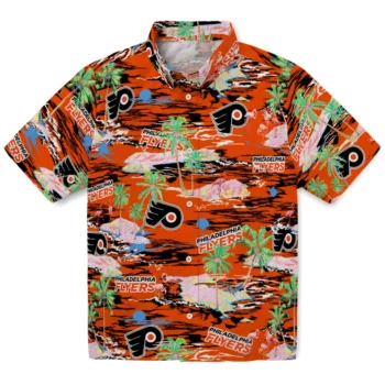 Philadelphia Flyers Hawaiian Shirt - Tropical Palms