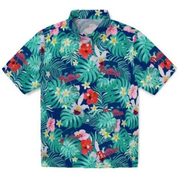 Philadelphia Phillies Hawaiian Shirt Custom Hibiscus Blossoms Blue Best Selling