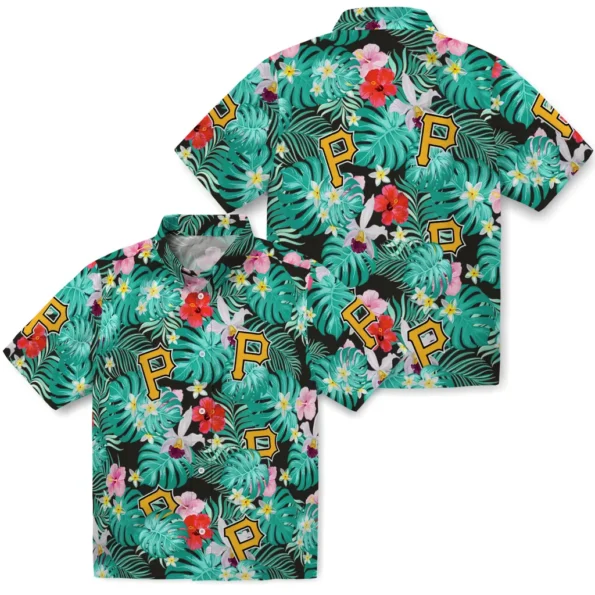 Pittsburgh Pirates Hawaiian Shirt Customized Hibiscus Blossoms Black High Quality
