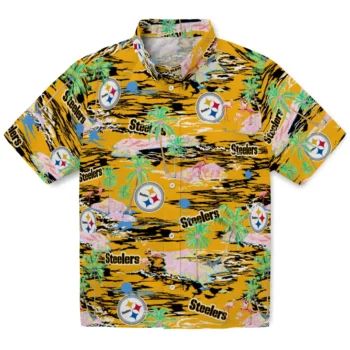 Pittsburgh Steelers Hawaiian Shirt - Tropical Palms